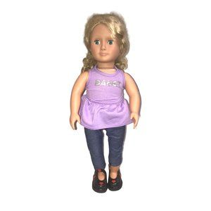 OUR GENERATION Blonde Long Haried 18" Doll with Sweet Face and Purple "DANCE"